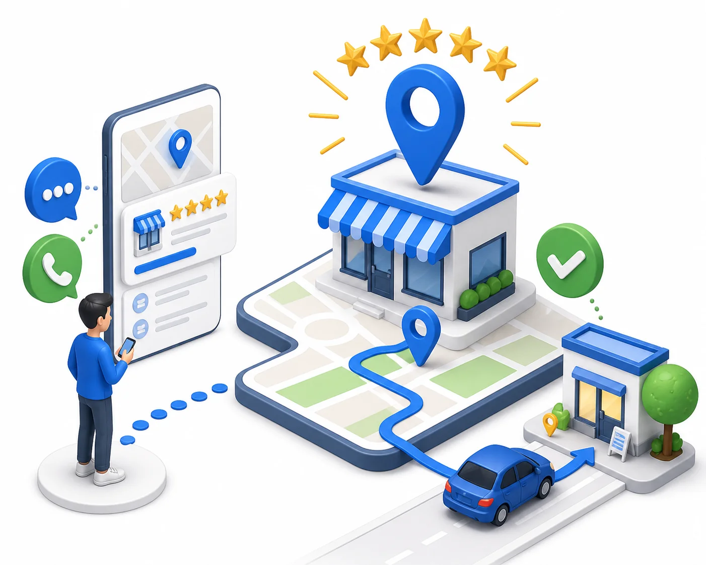 Ilustração do trabalho de perfil da empresa no google