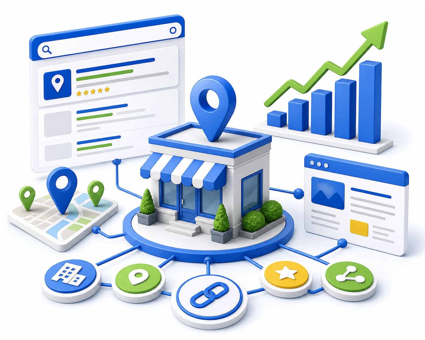 Ilustração do trabalho de seo local